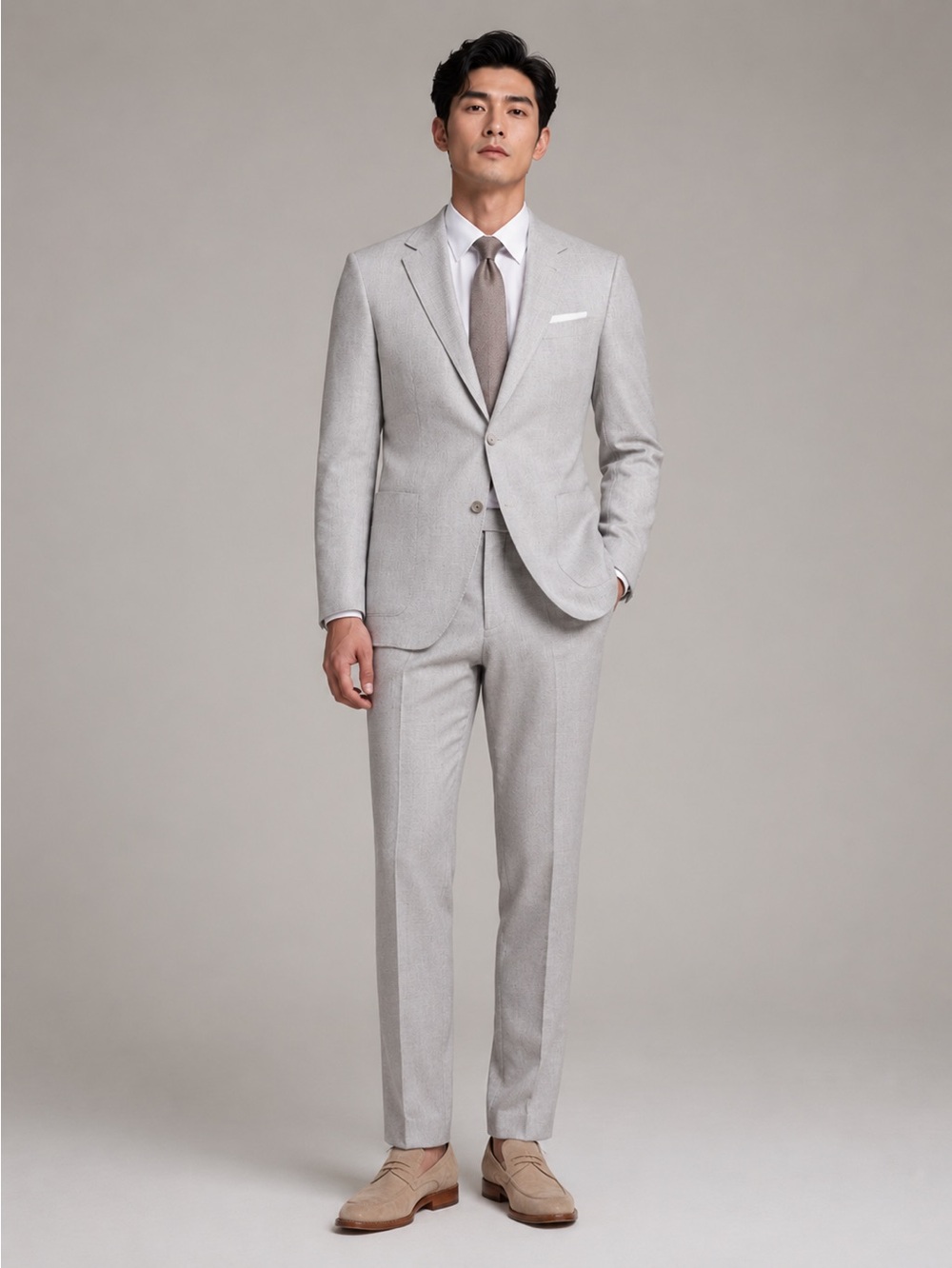 NWOT Emenegildo Zegna solid stone wool&linen dress pants hemmed fits to 32 X 30